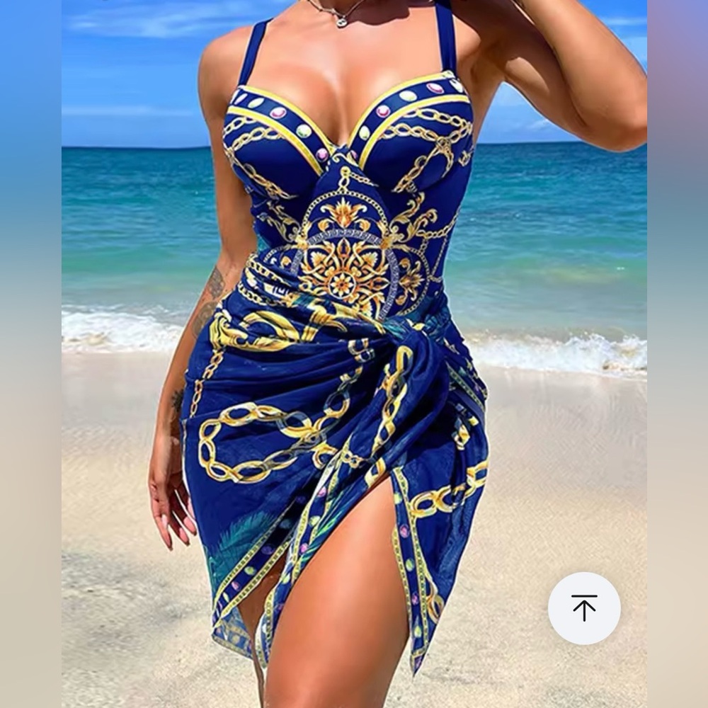 New Shein 2 Piece Swimwear Strapped Push UP One Piece Swimsuit - Picture 6 of 16